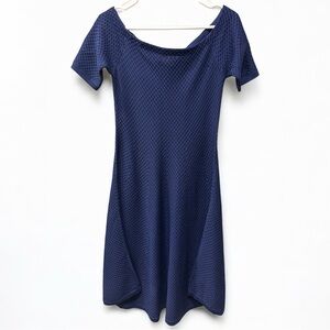 Michael Kors Navy Off The Shoulder Knit A-Line Dress Size L